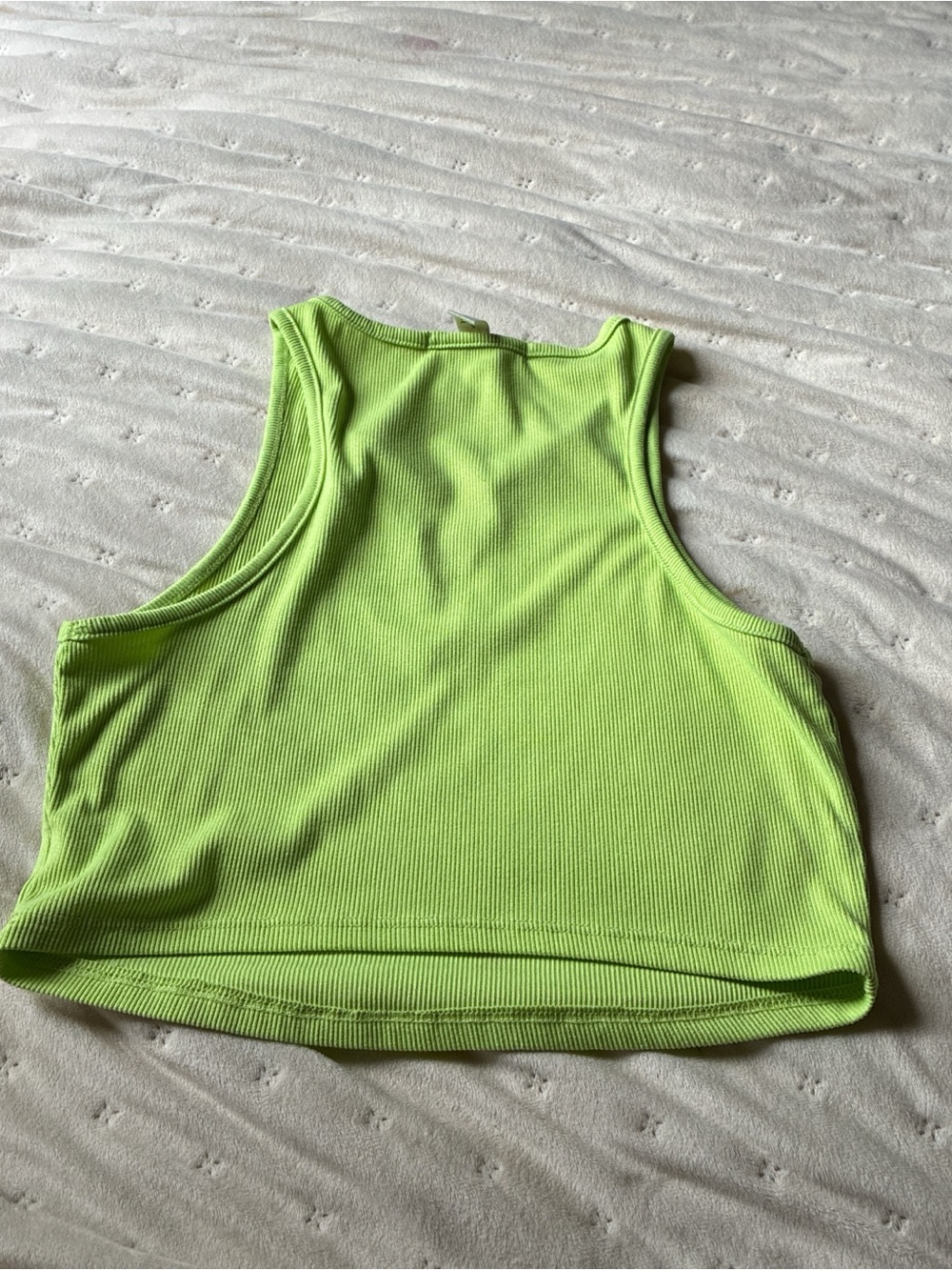Ribbed Neon Lime Cropped Tank Top